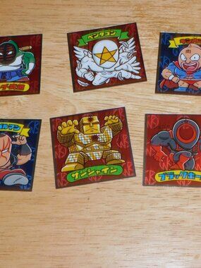 lot of 6 - Kinnikuman Bikkuriman anime sticker cards from Japan - M.U.S.C.L.E.